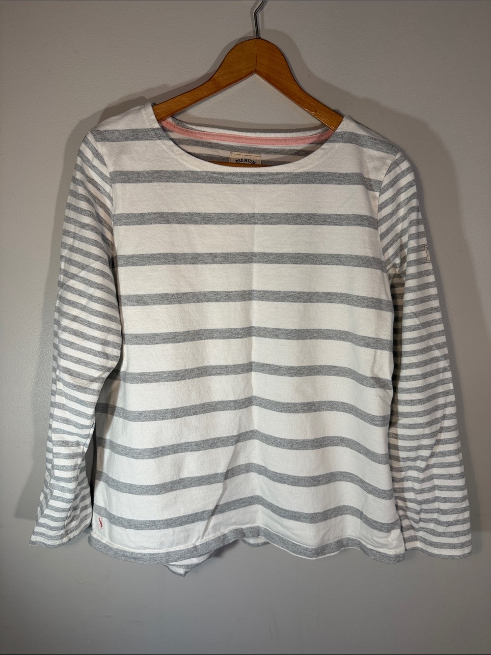 Joules Fit For By The Sea Gray and White Striped Top, 12